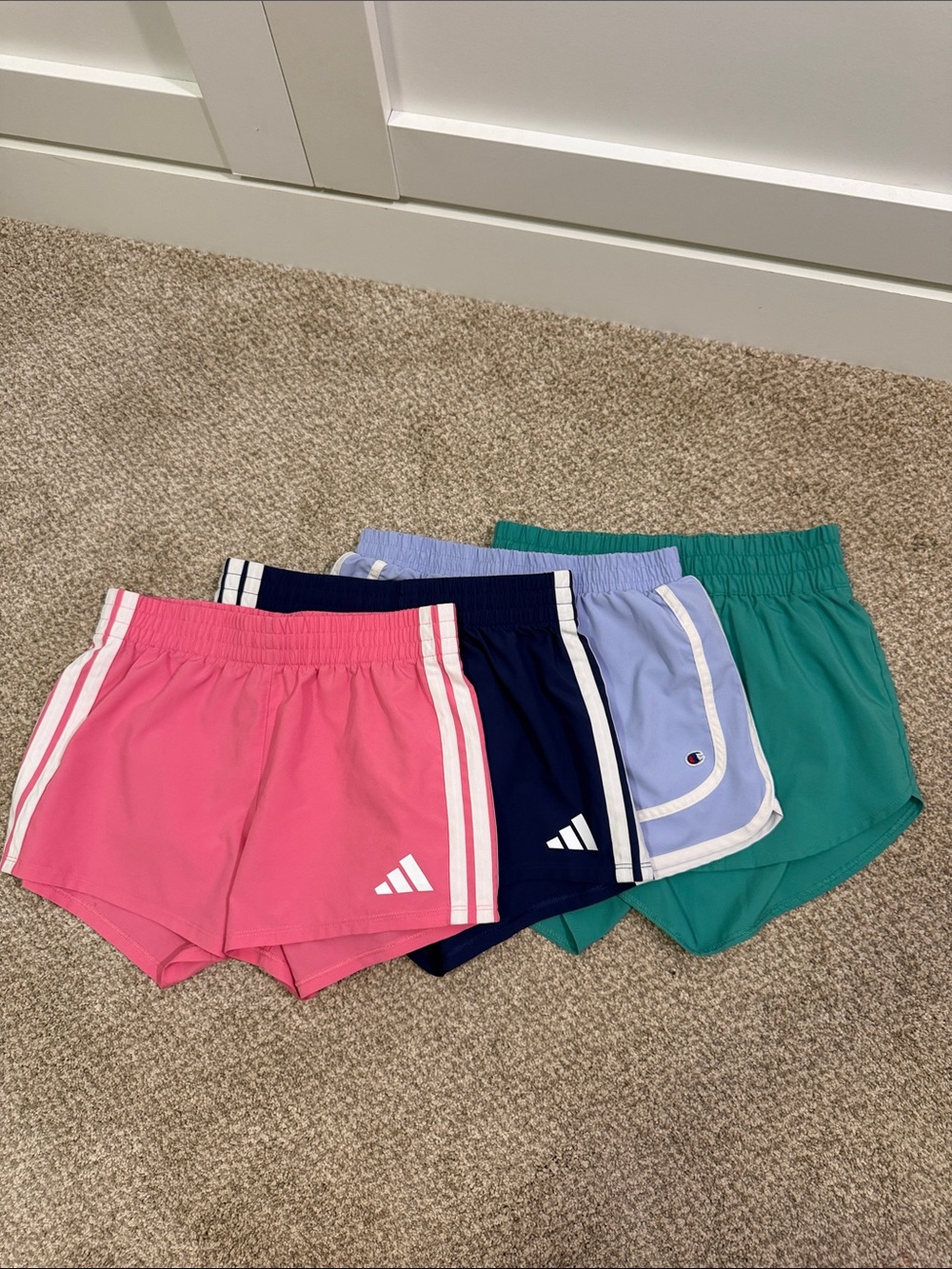 Girls' Athletic Shorts Bundle - Pink, Navy, Purple, and Green